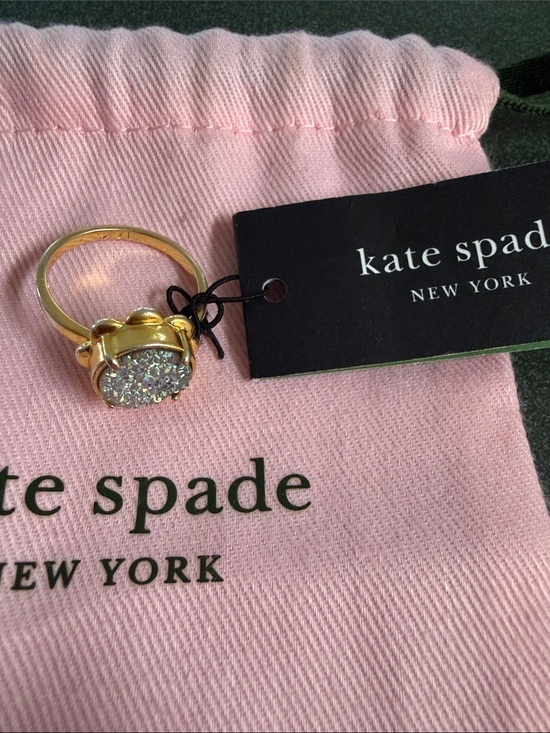 kate spade Jewelry - kate spade Gold Tone Pavé Crystal Ring with Pink Pouch